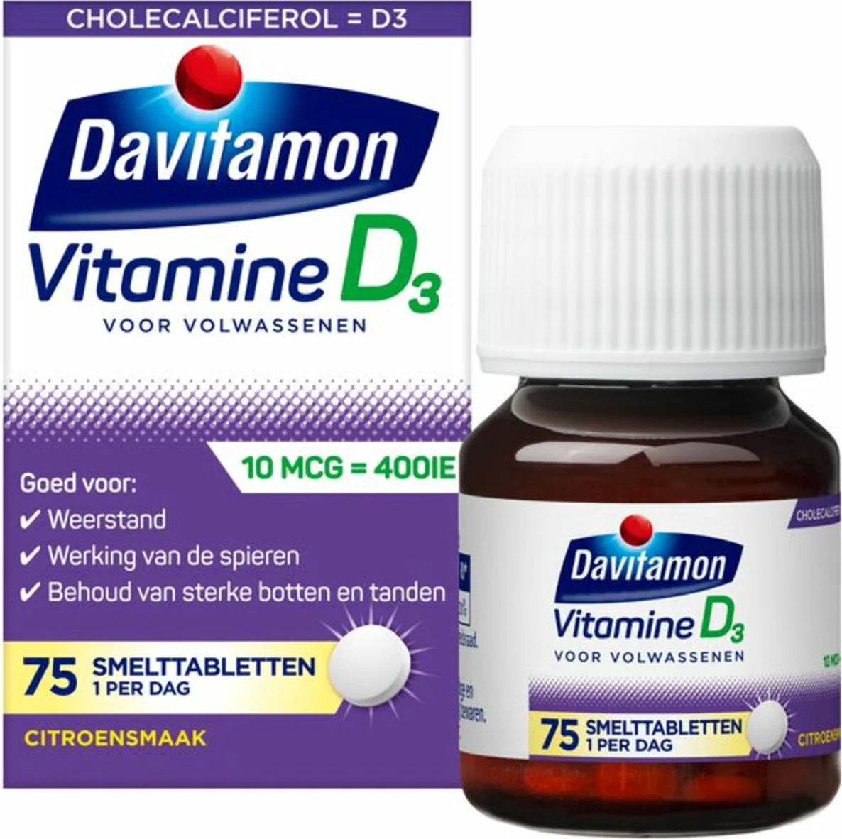 4x Davitamon Vitamine D Volwassenen 75 smelttabletten
