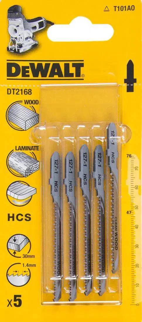 DeWALT DT2168 T 101 AO Decoupeerzaagblad voor Hout, Spaanplaat & Kunststof VE=5
