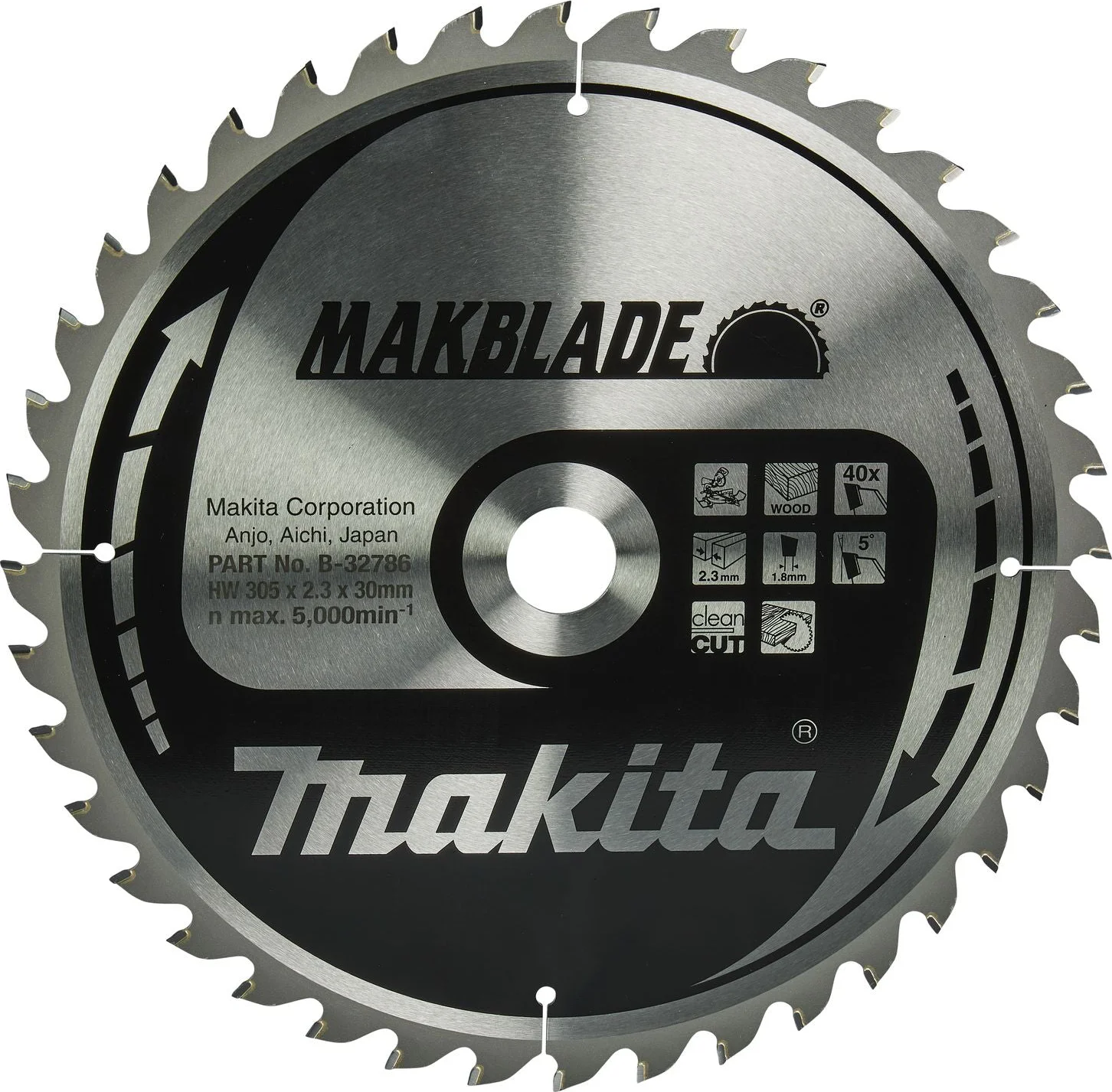 Makita Afkortzaagblad voor Hout | Makblade | Ø 305mm Asgat 30mm 40T - B-32786