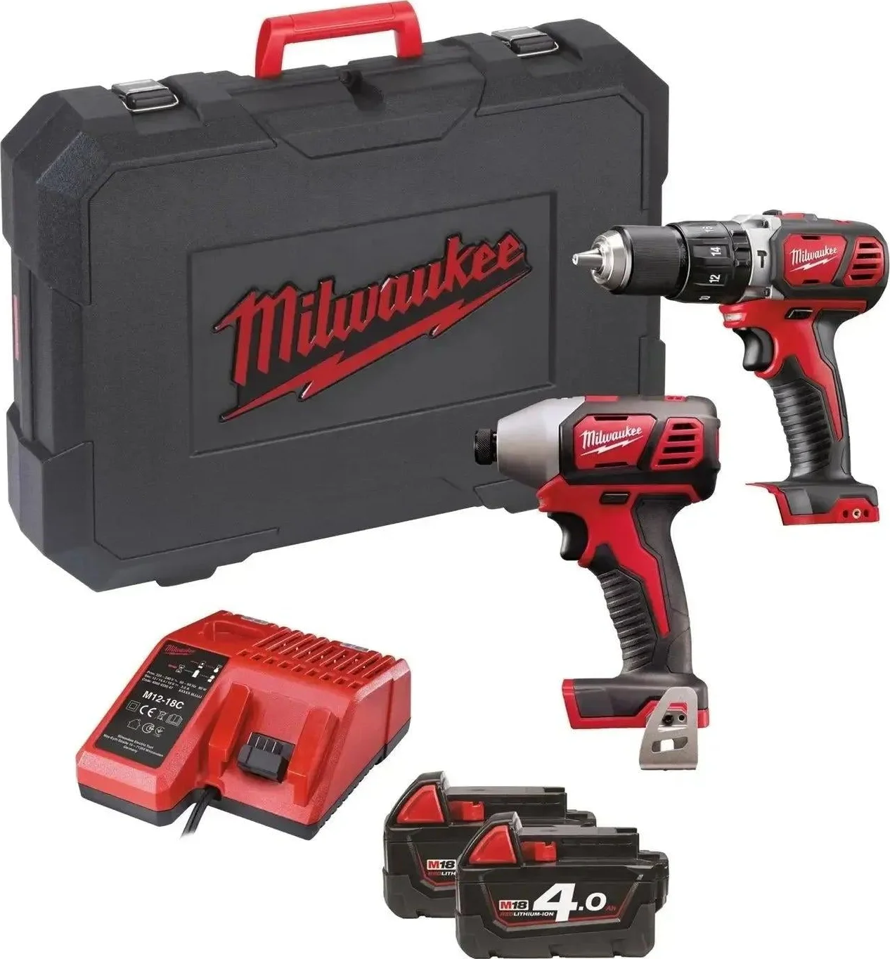 Milwaukee M18 BPP2C-402C Accu combiset 2-delig (BPD + BID) 18V 4.0Ah in koffer - 4933443552