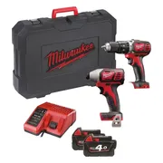 Milwaukee M18 BPP2C-402C Accu combiset 2-delig (BPD + BID) 18V 4.0Ah in koffer - 4933443552
