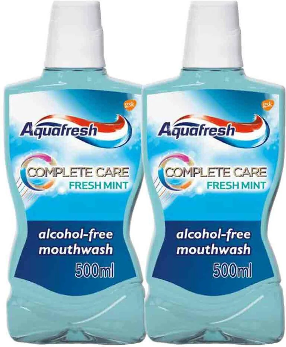 2x Aquafresh Mondwater Complete Care 500 ml