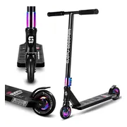 Suotu Stuntstep - Step - Kinderstep - Silent axle - Speelgoed Jongens/Meisjes - Maximale stuurhoogte: 78 cm - Aluminium - Zwart/NEO