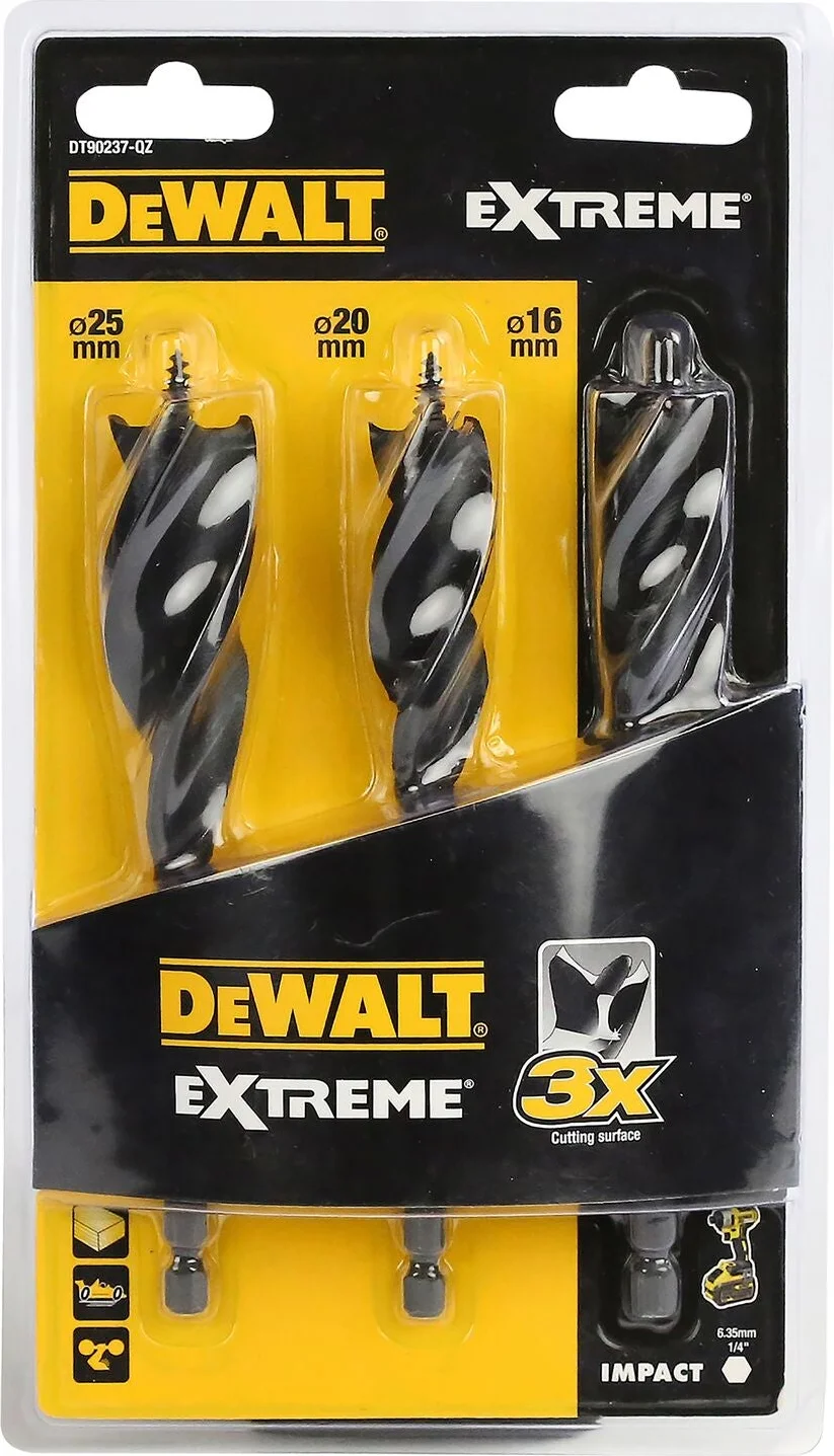 DeWALT DT90237 Speedboor tri flute EXTREME™™ 3-delige set 152mm (16,20,25mm)
