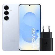 Samsung Galaxy S25 128GB Lichtblauw 5G + Samsung Oplader 25 Watt Zwart