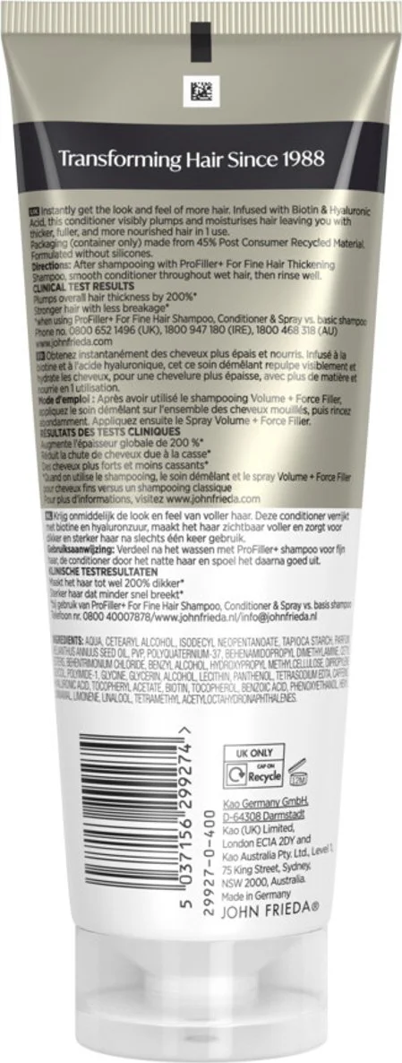 John Frieda Pro Filler+ Thickening Conditioner 250ML