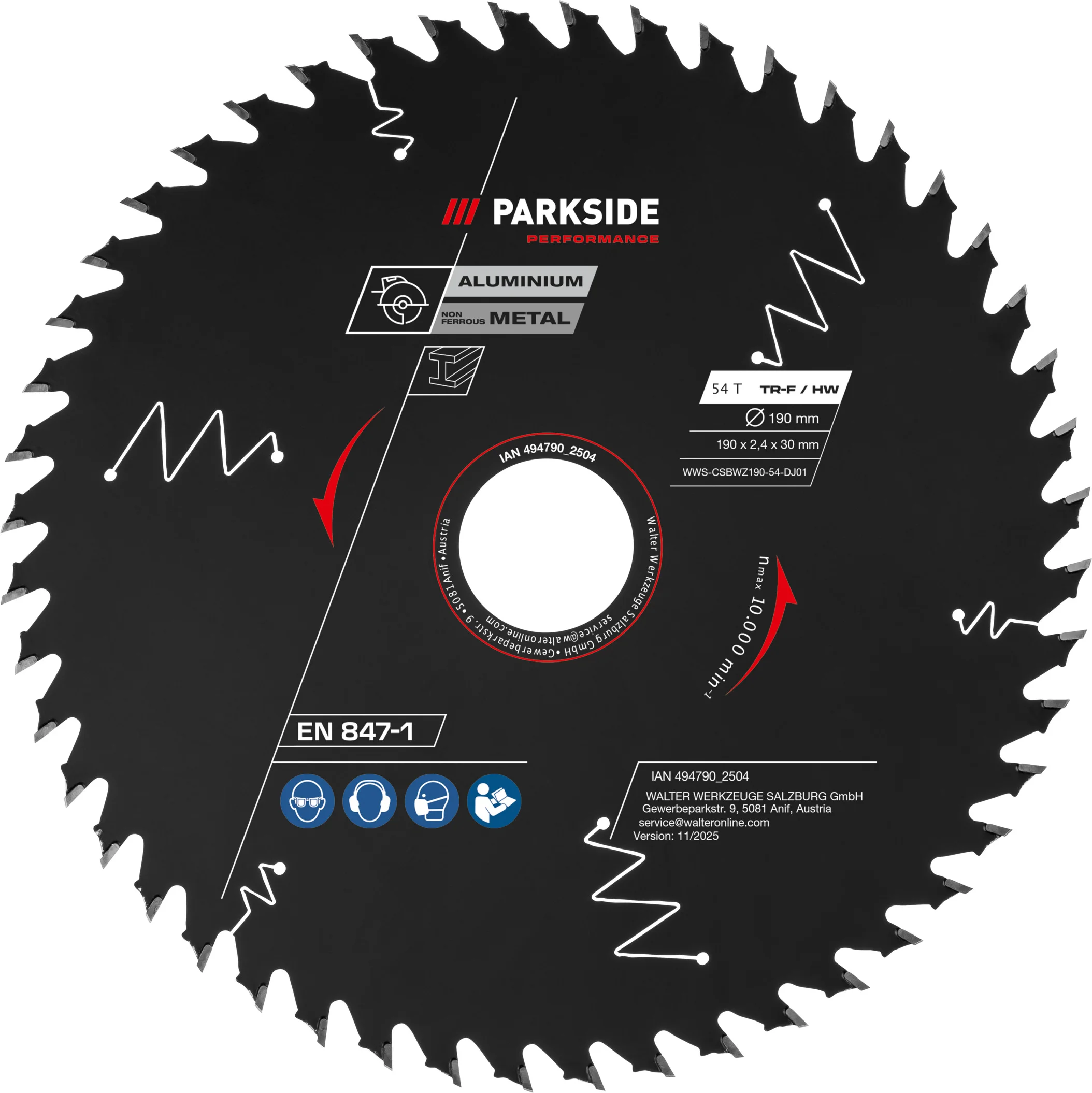 PARKSIDE PERFORMANCE Cirkelzaagblad 190 mm (multi 54 tanden)