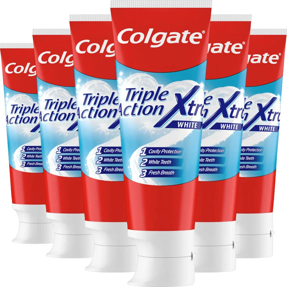 6x Colgate Tandpasta Triple Action Xtra White 75 ml