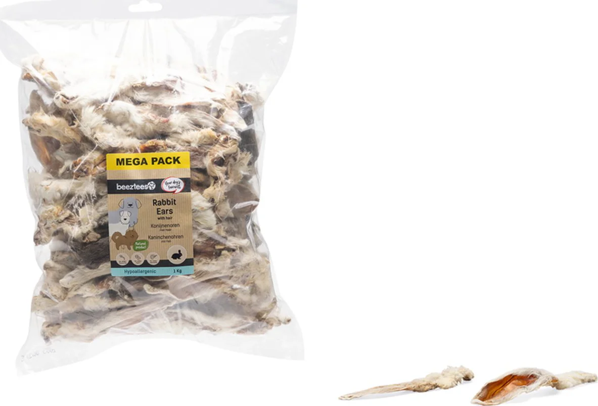 Beeztees Konijnenoren met Haar 1 kg