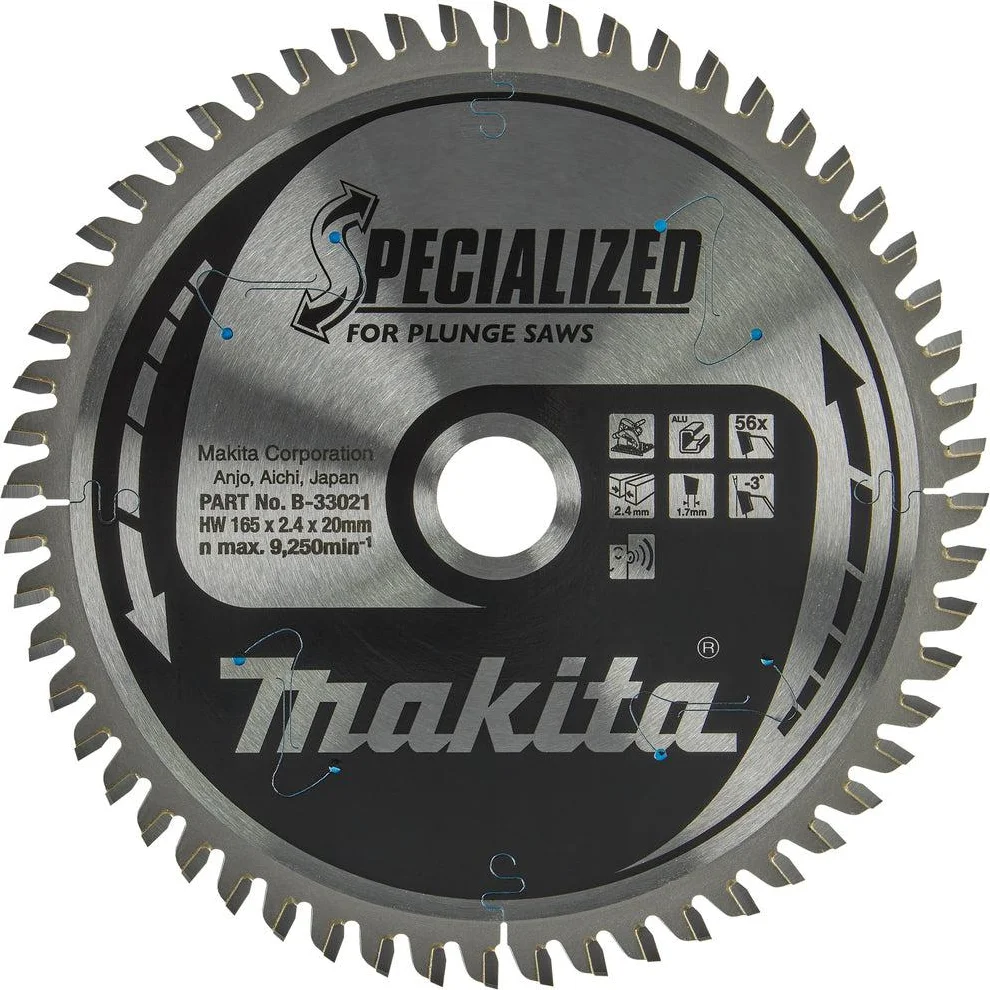 Makita Invalcirkelzaagblad voor Aluminium | Specialized | Ø165mm Asgat 20mm 56T - B-33021
