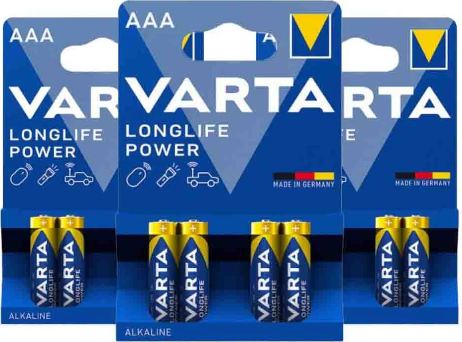 3x Varta Longlife Power Alkaline Batterijen AAA 4 stuks