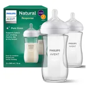 Philips Avent Natural Response Glazen Babyflessen 240 ml – Flow 3- 2 flessen - SCY933/02