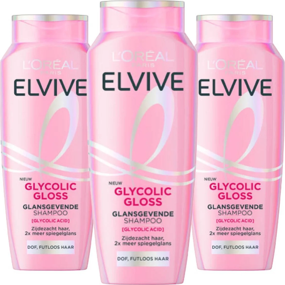 3x L'Oréal Elvive Glycolic Gloss Shampoo 250 ml