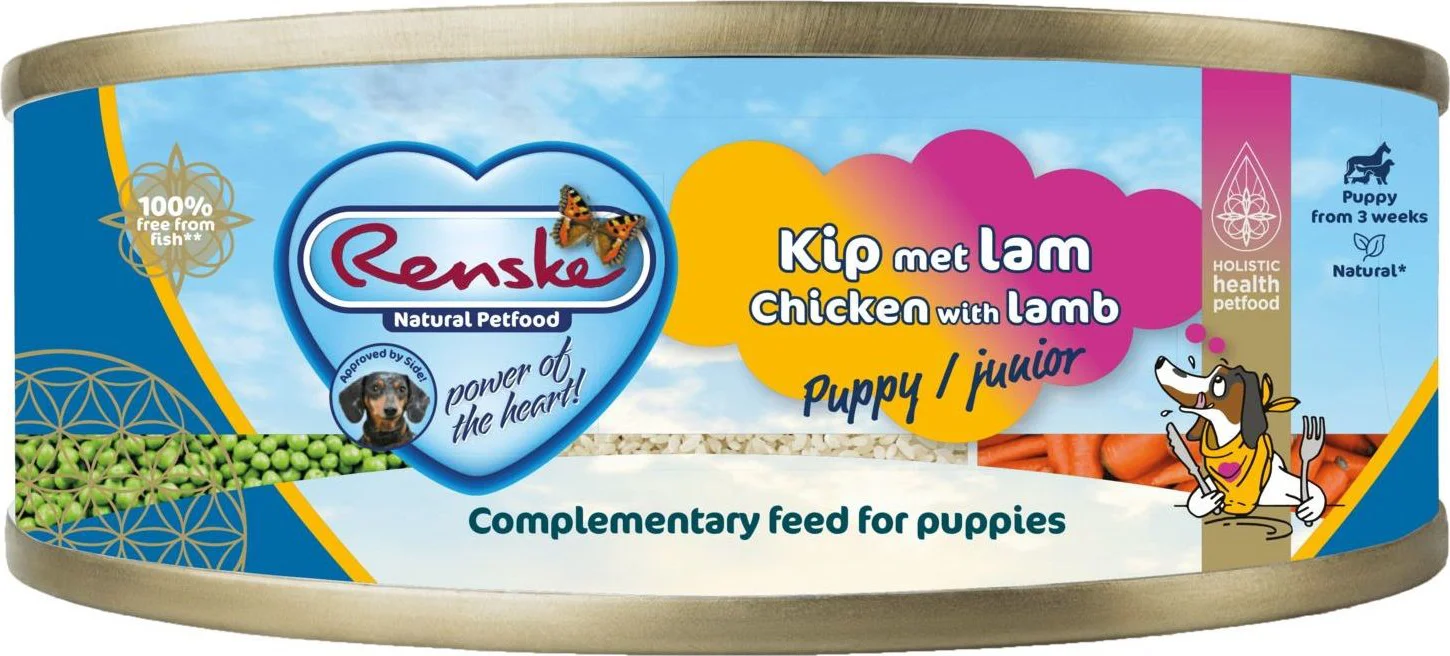 Renske Vers Gestoomd Complete Menu Hondenvoer Nat Puppy Kip - Lam 95 gr