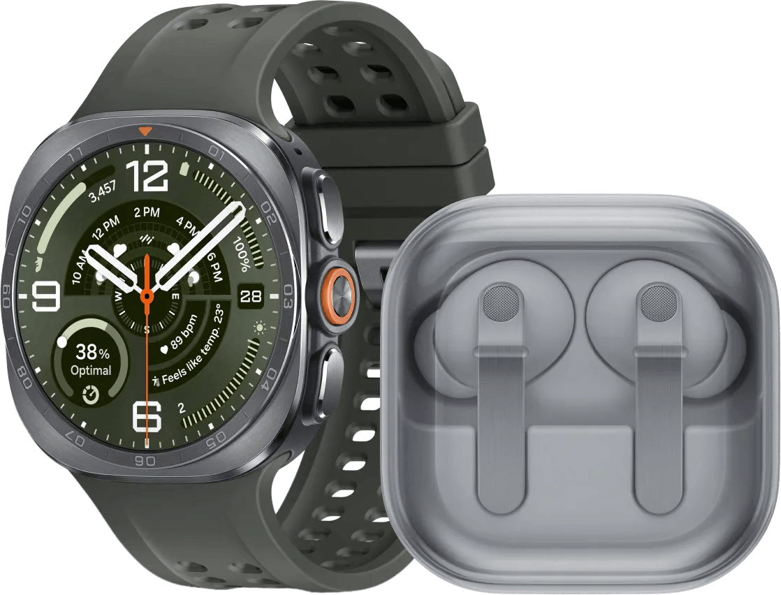 Samsung Galaxy Watch Ultra 2 5G Titanium Zilver/Groen 47mm + Samsung Galaxy Buds4 Pro Wit