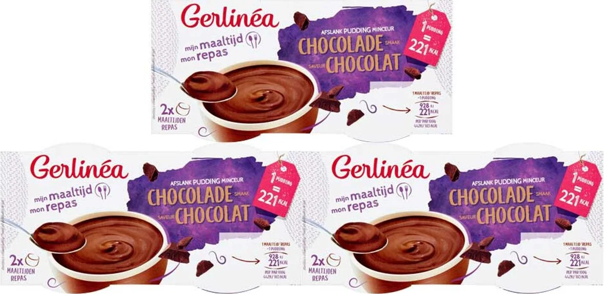 3x Gerlinea Pudding Chocolade 2 Pack 2 x 210 gr