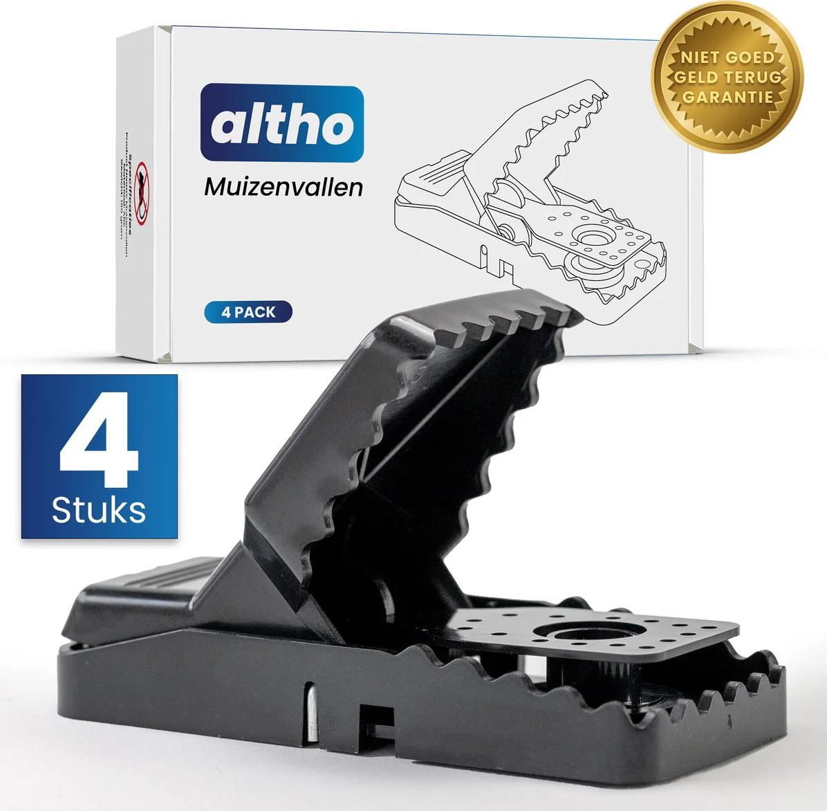 Muizenval 4 stuks - Altho Muizenklemmen - Direct Klaar voor Gebruik - Mouse Traps - Voor Binnen en Buiten