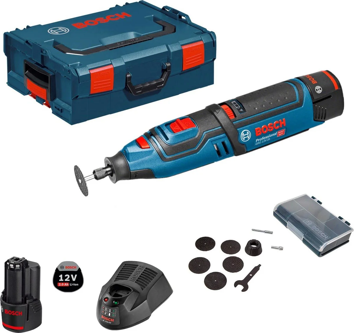 Bosch Professional GRO 12V-35 Accu rotatietool 12V 2.0Ah in L-Boxx - 06019C5001