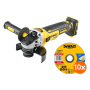 DeWalt DCG405NT-XJ (zonder accu) + DeWalt Doorslijpschijf INOX 125x1x22,2mm 10 stuks