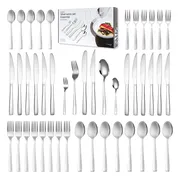 Deleca 12 Persoons Bestekset Essential (72-delig) - Lepels, Messen, Vorken, Steakmessen & Gebaksvorkjes - Vaatwasserbestendig Bestek - Glanzend Zilver / Edelstaal