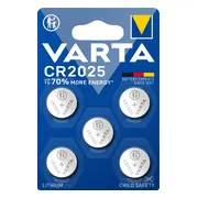 10x Varta LITHIUM Coin Batterijen CR2025 Blister 5 stuks