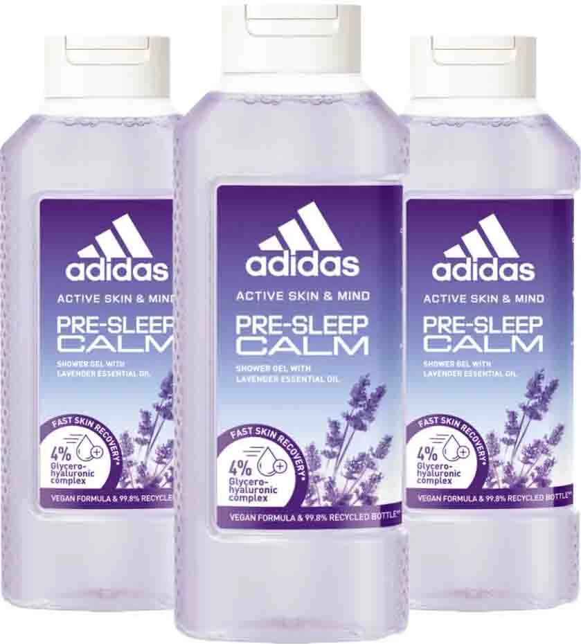 3x Adidas Shower Gel Active Skin & Mind Pre-sleep Calm W 400 ml