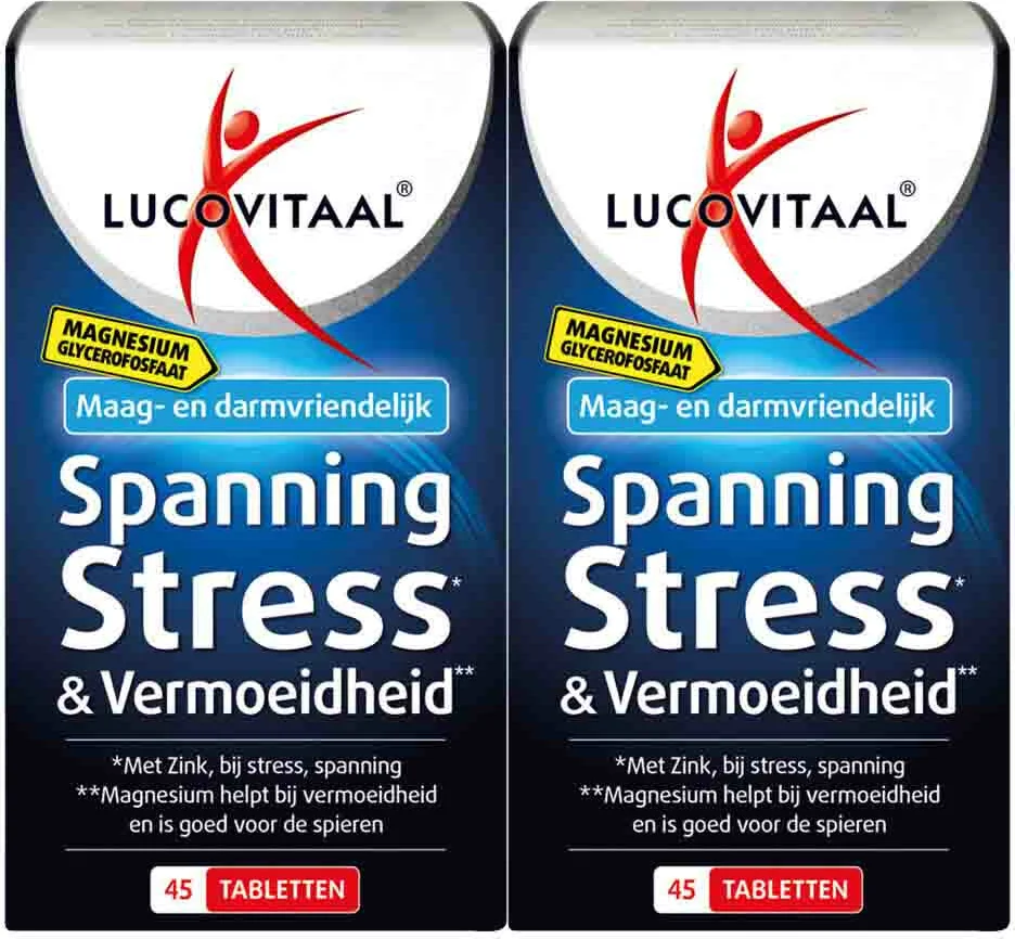 2x Lucovitaal Magnesium Spanning, Stress en Vermoeidheid 45 tabletten