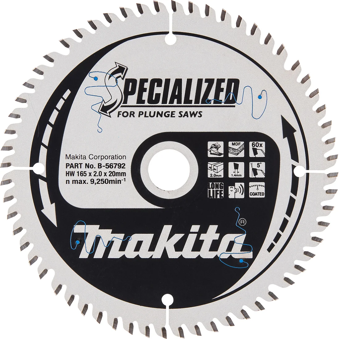 Makita B-56792 Invalcirkelzaagblad gemelamineerd | Specialized | 165 x 20 mm | 60-tands