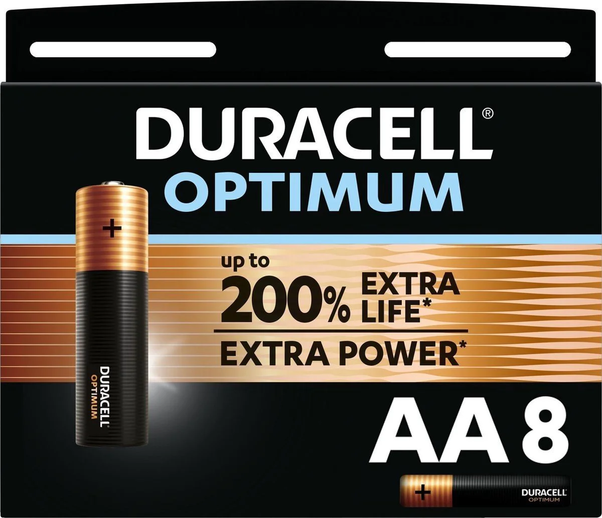 2x Duracell Alkaline Batterijen Optimum AA 12 stuks