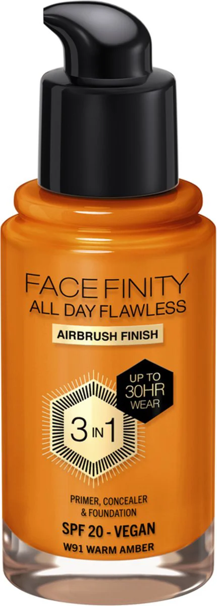 Max Factor Facefinity All Day Flawless Foundation W91 Warm Amber 34 ml