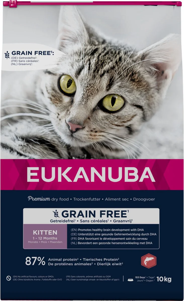 Eukanuba Kattenvoer Droog Kitten Graanvrij Zalm 10 kg