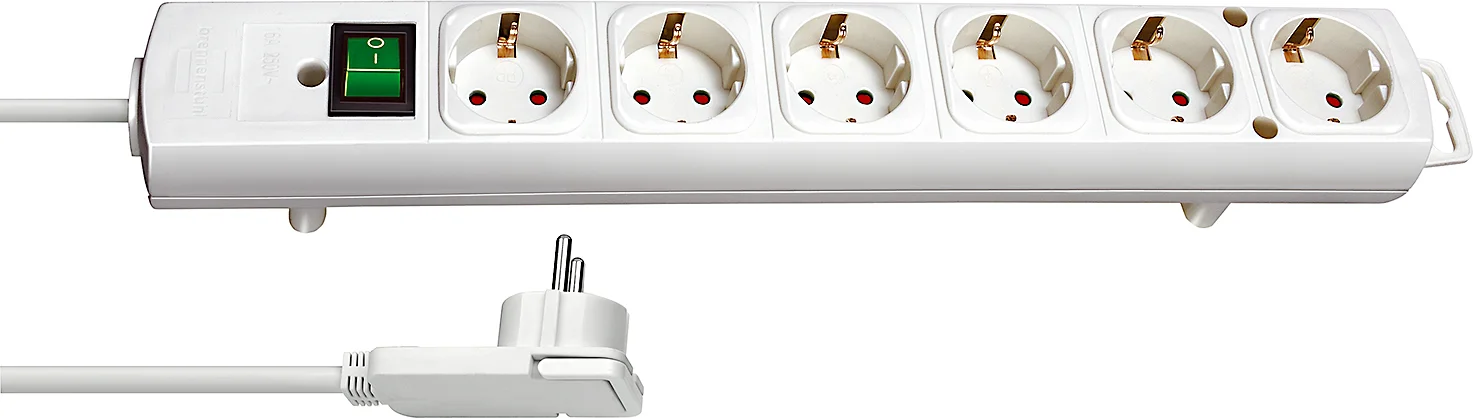 Brennenstuhl Comfort-Line Plus Stekkerdoos 6-Voudig (Met Platte Stekker, Schakelaar, 2 m Kabel, En Extra Brede Afstanden Van De Stopcontacten) Kleur: Wit