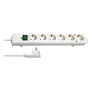 Brennenstuhl Comfort-Line Plus Stekkerdoos 6-Voudig (Met Platte Stekker, Schakelaar, 2 m Kabel, En Extra Brede Afstanden Van De Stopcontacten) Kleur: Wit