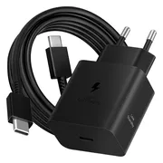 Samsung Super Fast Charging Oplader 45W Zwart + Usb C Kabel 1,8m Zwart Kunststof