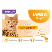 2x IAMS Delights Kitten Kip in Saus 12 x 85 gr