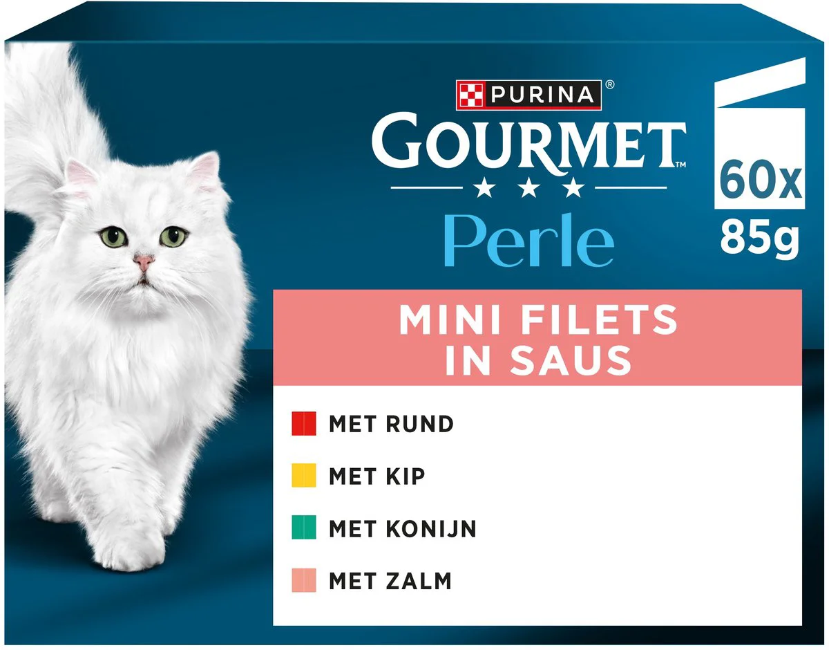 Gourmet Perle Kattenvoer Nat Mini Filets Multipack Vlees - Vis 60 x 85 gr
