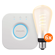 Philips Hue Filament White Ambiance Edison XL 6-Pack + Bridge