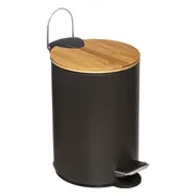 Prullenbak/pedaalemmer zwart metaal 3 liter - 17 x 24 cm - Voor badkamer en toilet