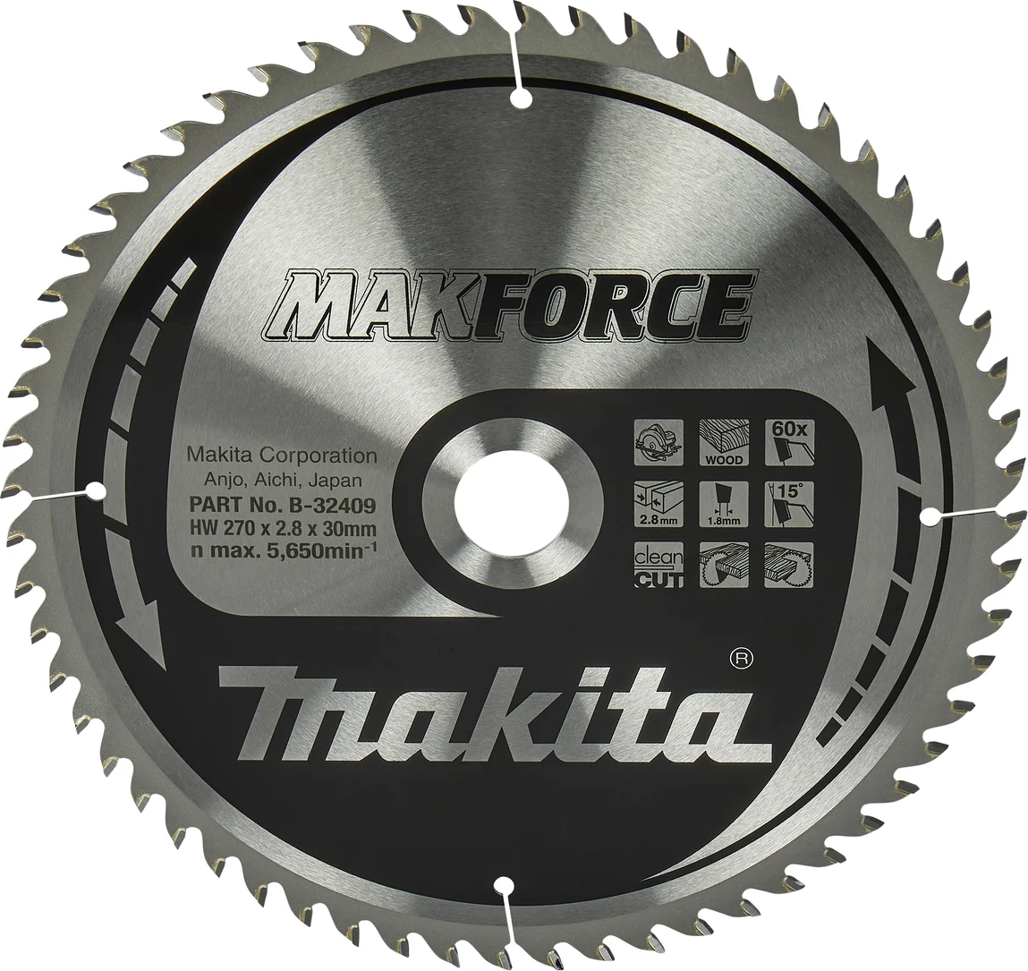 Makita B-32409 Cirkelzaagblad Hout | Makforce | 270 x 2,8 x 30 mm | 60-tands