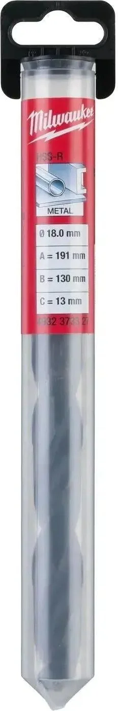 Milwaukee Metaalboor 18 x 191 mm HSS-Rollforged DIN 338 met gereduceerde schacht VE=1 - 4932373327