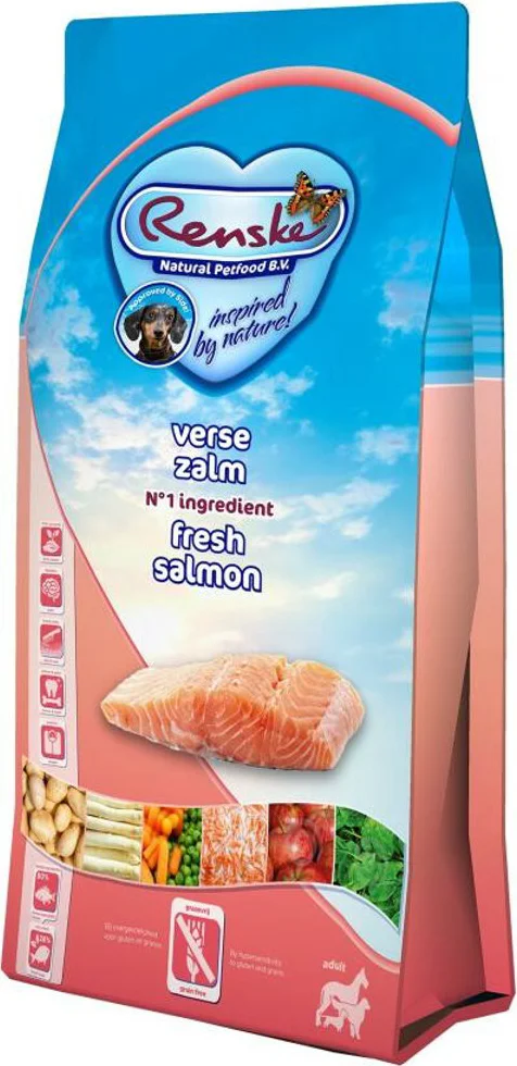 8x Renske Super Premium Graanvrij Adult Hondenvoer Zalm 600 gr