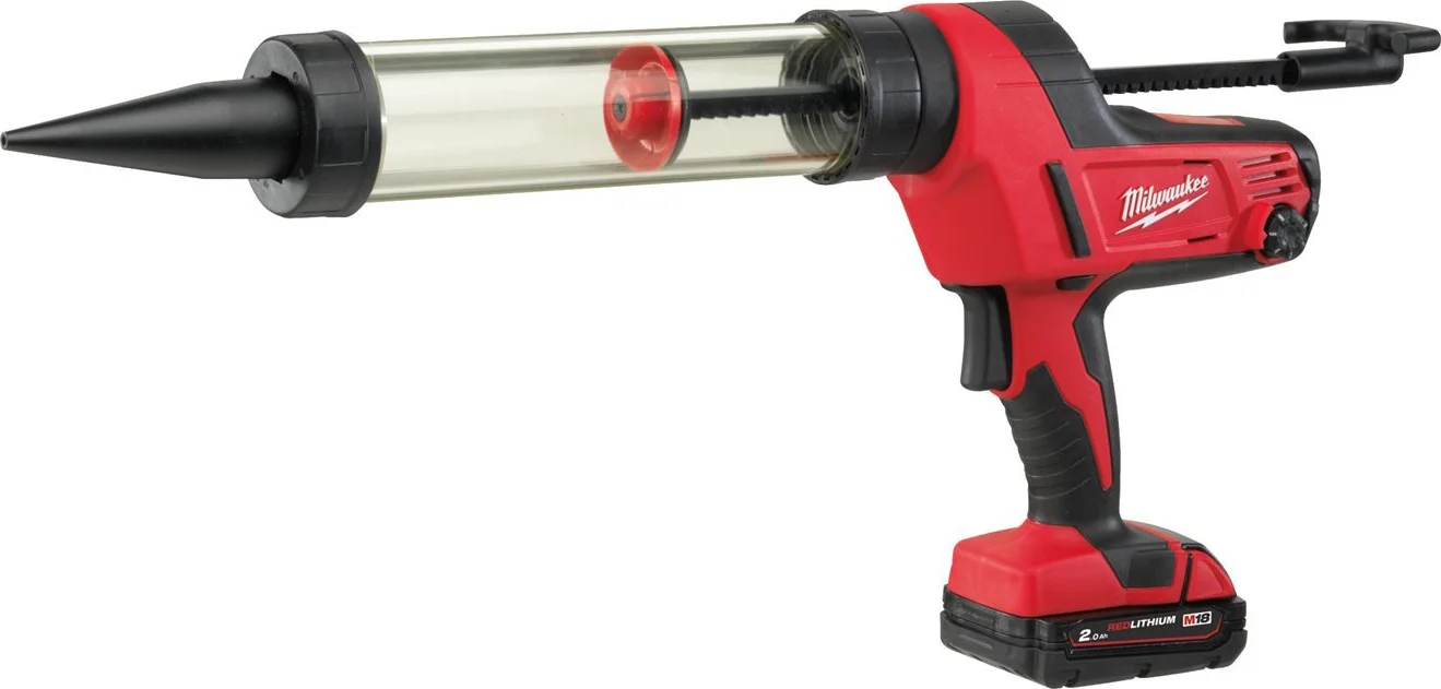 Milwaukee M18 C18 PCG/400T-201B Accu lijm- en kitspuit met 400 ml transparante patroonhouder 18V 2.0Ah in tas - 4933441812