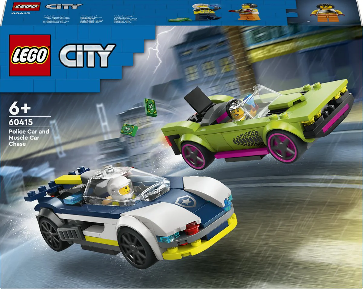 LEGO City Politiewagen en snelle autoachtervolging 60415