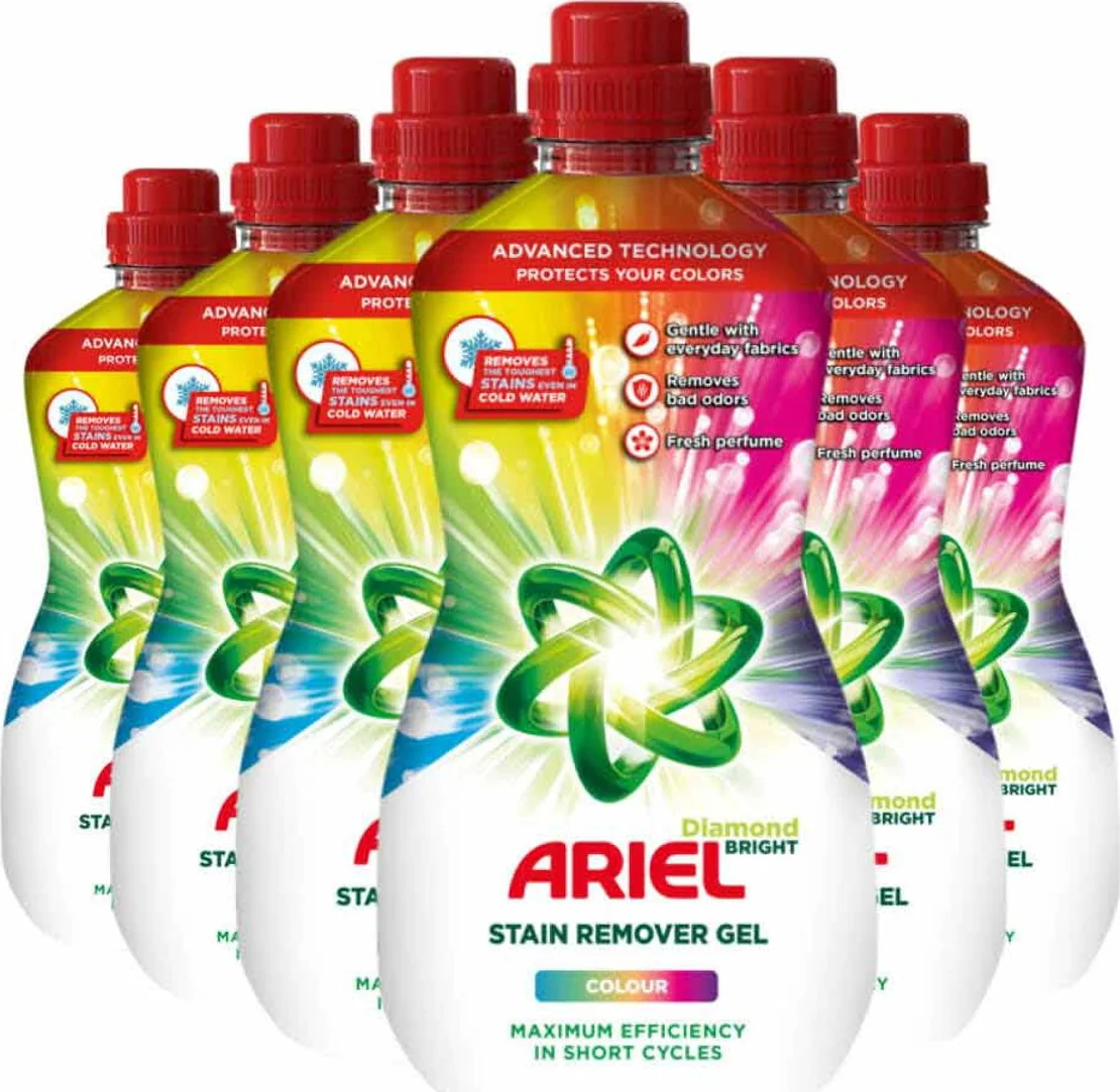 6x Ariel Vlekverwijderaar Gel Colour Diamond Bright 950 ml