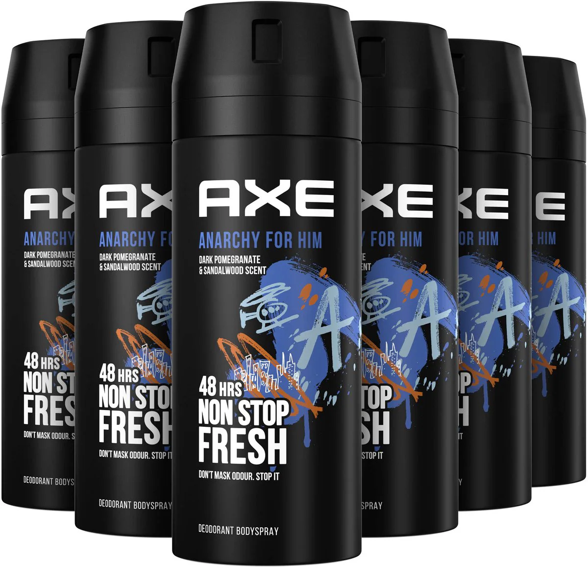 6x Axe Deodorant Bodyspray Anarchy for Him 150 ml