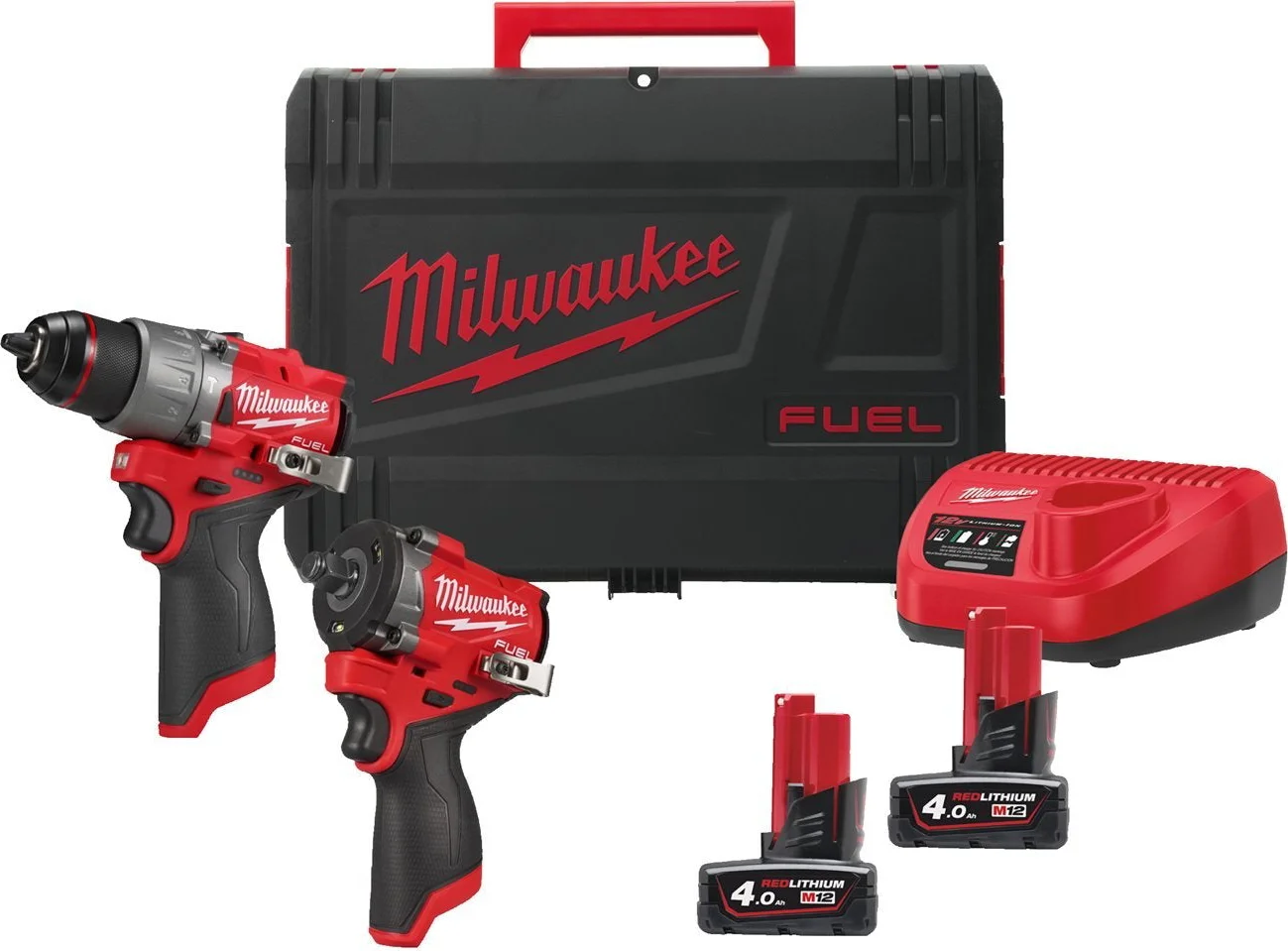 Milwaukee M12 FUEL™ FPP2X2-402X Accu combiset 2-delig (FPD2 + FCIWF1) 12V 4.0Ah in HD-Box - 4933498741
