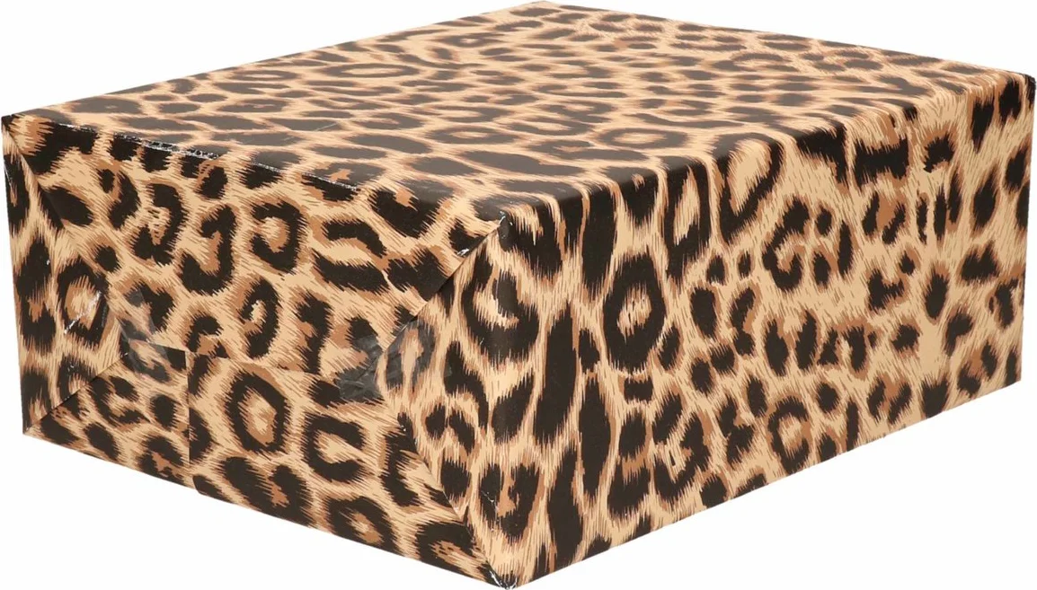 Bellatio Decorations Inpakpapier - panter / luipaard print - 200 x 70 cm - 70 grams - cadeaupapier
