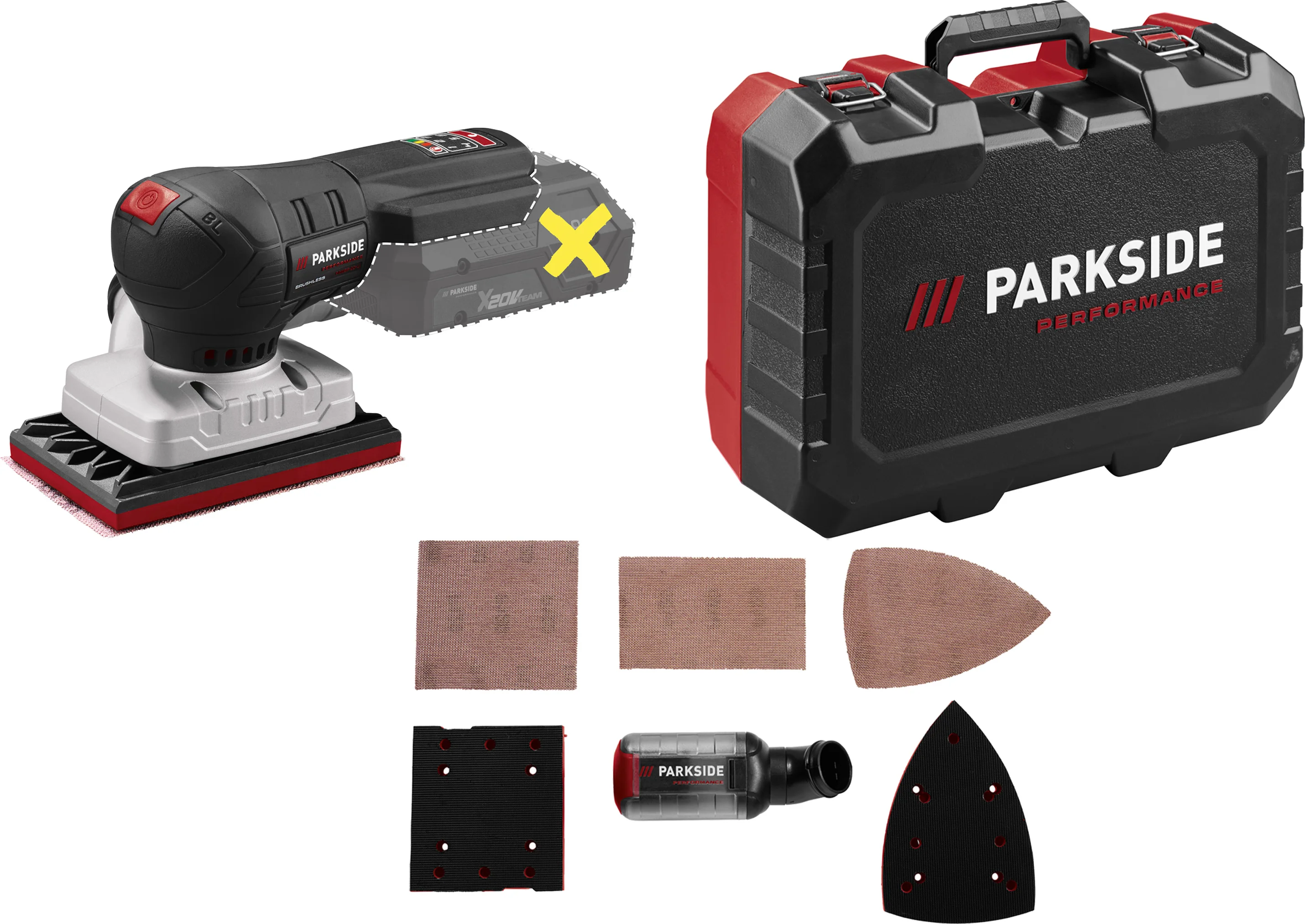 PARKSIDE PERFORMANCE Accu-vlakschuurmachine of excentrische accu-schuurmachine 20 V, zonder accu en lader