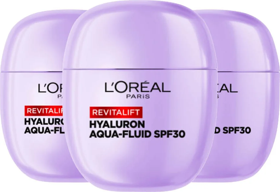 3x L'Oréal Revitalift Filler Hyaluron Aqua-Fluid SPF 30 40 ml