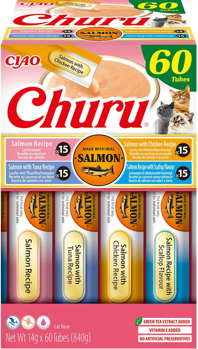 Ciao Churu Kattensnack Puree Salmon 60x14 gr